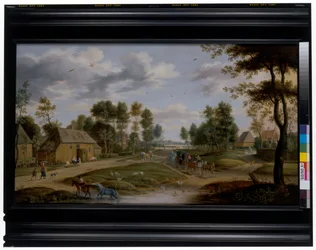 Dorf krajina s kočárem
