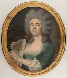 Muotokuvan oletetaan olevan Rosalie Dugazon (1755-1821), laulaja (öljy kankaalle)