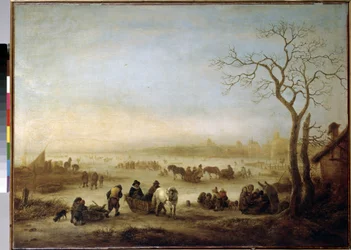 Lac Gele (Zamrzlé jezero). Peinture de Isaac van Ostade (1621-1649)