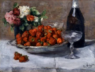 "Zátiší se šampaňským a jahodami", Isidore Verheyden (1846-1905)