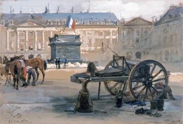 Vendome-pylvään putoaminen, 29. toukokuuta 1871 (akvarelli paperille)