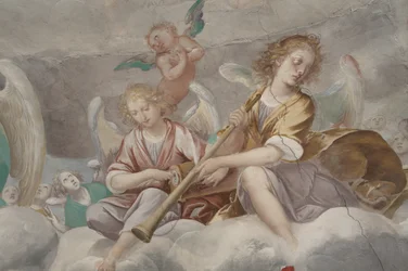 Andělé, hudební andělé a puttos, detail ráje s věčným otcem, c.1623-34 (detail 3496185)