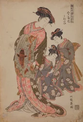 Oiran Ukita, rozená Kanaya, ze série: Nové modely mladých pučků (dívek) / Hinagata Wakana no Hatsumoyo
