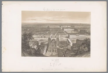 Zicht op Lyon en de kathedraal vanaf Fourvière Lyons. Celkový pohled převzat z Fourvières Hedendaags Frankrijk (název série) Francie v současnosti (název série)