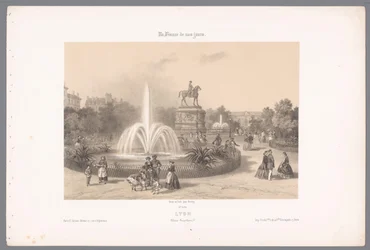 Zicht op de Place Napoléon te Lyon Lyons. Umístěte Napoleona (název na objekt) Hedendaags Frankrijk (název série) Francie v současnosti (název série na objektu)