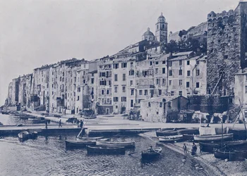 Itálie: Golfe de la Spezia, Portovenere (černobílá fotografie)