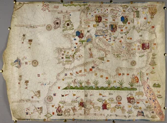 Přidat. 31318 B Mapa Evropy, Malé Asie a Afriky, až k mysu Rosso, pergamen