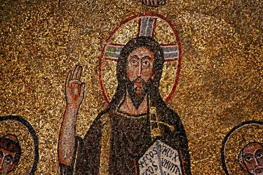 Detail apsidy s Kristem (mozaika)