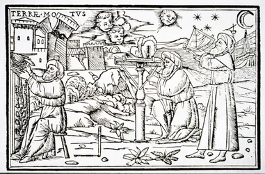 Arabian Astrologers, kopie ilustrace z In Somnium Sciopinis od Macrobia, Benátky 1513, použitá v Historii magie, publikované koncem 19.