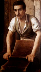 Řemeslná výroba čokolády Anonymní malování nápisu. 1875-1900 Milán, museo di Milano