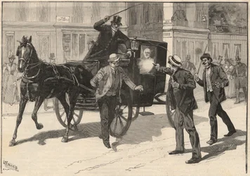 Pokus o atentát na Francesca Crispiho ze strany anarchisty Lega, 1894.