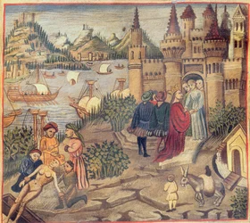 Faksimile školy v Salernu, z kánonu medicíny od Avicenny (Ibn Sina) (980-1037)