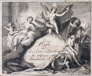 Frontispis partitury Due trietti per due housle a violoncello Luigiho Boccheriniho