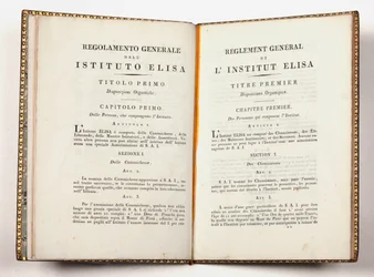 Obecná pravidla Instituto Elisa v Lucce, vydaná v Lucce, 14. července 1811 (tisk)