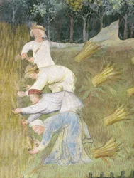Sklizeň pšenice, detail (freska)