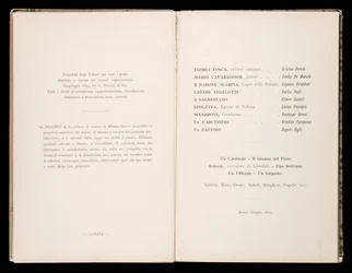 Libreto Tosca Giacomo Puccini, Edition Ricordi, Itálie