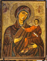Madonna Odigitria (Panna a dítě), nazývaná také Madonna Bruna, polovina 13. století