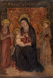 Madonna a dítě se svatými (tempera na panelu)