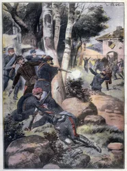 Mexická revoluce: boje mezi armádou a povstalci Ilustrace Abbo v "L