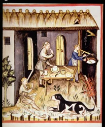 Nova 2644 fol.62r Příprava bílého sýra, z Tacuinum Sanitatis
