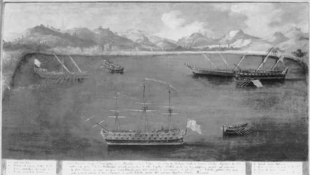 Jeden z námořních exploatů slavného námořníka Mattia Ivanoviče da Dobroty, kolem roku 1730