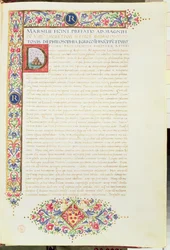 Plut 82.6 C.1 Platónovy dialogy přeložené Ficinem a věnované Lorenzovi Nádhernému, asi 1480 (pergamen)