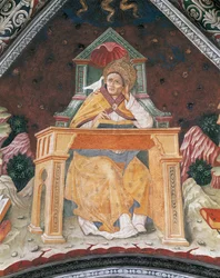 Papež Řehoř I., v kapli sv. Markéty Antiochijské, klenba svatyně Santa Maria Assunta (freska)