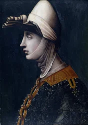 Portrét toskánské hraběnky Matyldy, zvané z Canossy, Mathilde de Briey (1046-1115), Matilde di Toscana, Matilde di Canossa - Matylda Toskánská od Anonyma, polovina 16. století - 49,5 x 36 - Soukromá sbírka