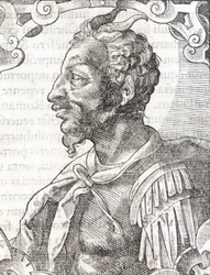 Portrét Attily z díla Bernardina Coria " " Elogia Virorum Illustris " ", Milán 16. století.