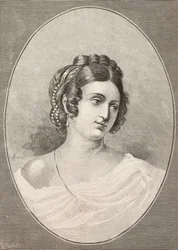 Portrét Costanzy Monti (1792-1840), italský básník, rytina Centenari z L