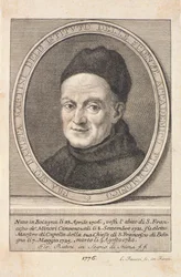 Portrét otce Giovanniho Battisty Martiniho (1706-84) vyrytý Fauccim, 1776