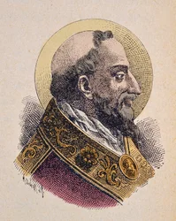 Portrét papeže Saint Klement (San Clemente nebo Clemens) Ier (88-97)