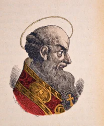 Portrét svatého papeže Pie V (Pius nebo Pio) (1566-1572), 1898 (rytina s pozdějším kolorováním)
