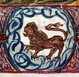 Znamení lva. Italský horoskop z poloviny 15. století.