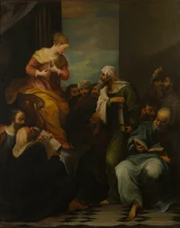 Svatá Kateřina se hádala se soudci, kolem 1650-1710 (olej na plátně)