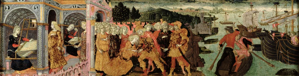 The Return of Ulysses, cassone panel, Sienese (olej na panelu)