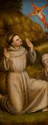 Stigmatizace svatých Františka a Jeronýma, kolem roku 1480 (olej na panelu)