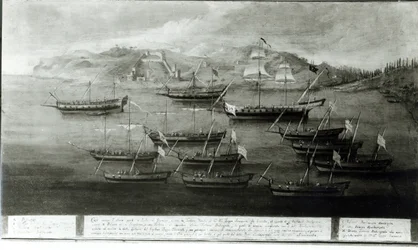 Benátská flotila vedená kapitánem Ivanovičem da Dabrotou proti tureckým pirátům v Durazzu, 1756
