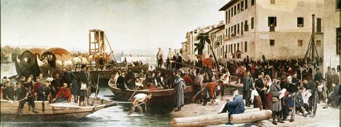 Výsadek lovců z Alp v Sesto Calende v roce 1848