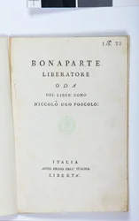 Titulní strana Bonaparte Liberatore od Niccolo Ugo Foscolo (1778-1827) původní vydání, 1797 (tištěný papír)