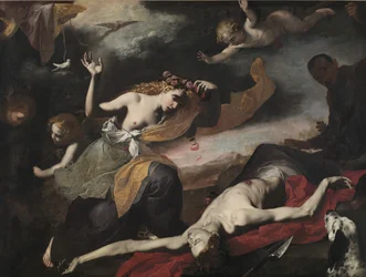 Venuše objevuje mrtvého Adonise, kolem roku 1650