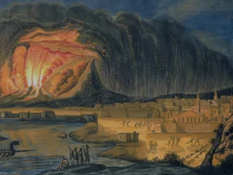 Erupce Vesuvu poblíž Neapole, kolem roku 1815