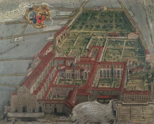 Pohled na kostel a klášter Santa Croce v roce 1718