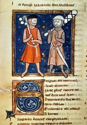 Válečníci zbraně kyjů - v "" Mince Williama""", rukopis 13. století. biblioteca Trivulziana. Milán