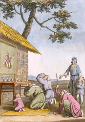 Taoistická svatyně na venkově, z Costume dei... Giulio Ferrario, cca 1820-30s