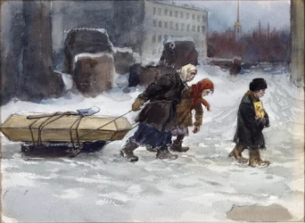 Vladimirov Ivan Alexejevič (1869-1947) pohřbil dělníka, který nebyl komunistou. Akvarel, kvaš na papíře