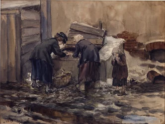 Hladová léta v Petrohradě od Vladimirova, Ivana Alexejeviče (1869-1947). Akvarel, kvaš na papíře