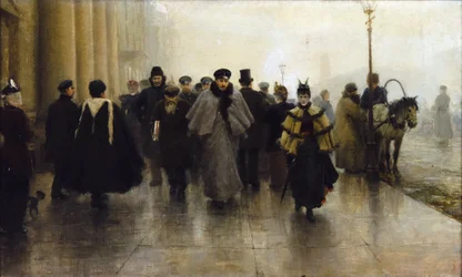 Perspektiva Něvskij - Něvský prospekt - Ivan Alexejevič Vladimirov (1869-1947). Olej na plátně, počátek 90. let 19. století. Rozměr : 41x68 cm Soukromá sbírka