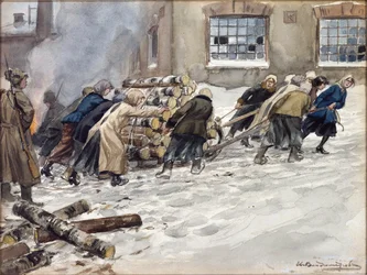 Rekvizice palivového dřeva Vladimirov, Ivan Alexejevič (1869-1947). Akvarel, kvaš na papíře