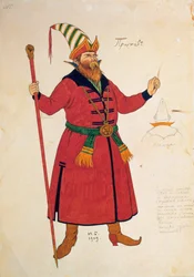 Kostýmní návrh pro Zlatého kohoutka od Rimského-Korsakova, 1909